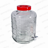 Банка стеклянная с гидрозатвором и краном 23 л Банка стеклянная с гидрозатвором и краном 23 л